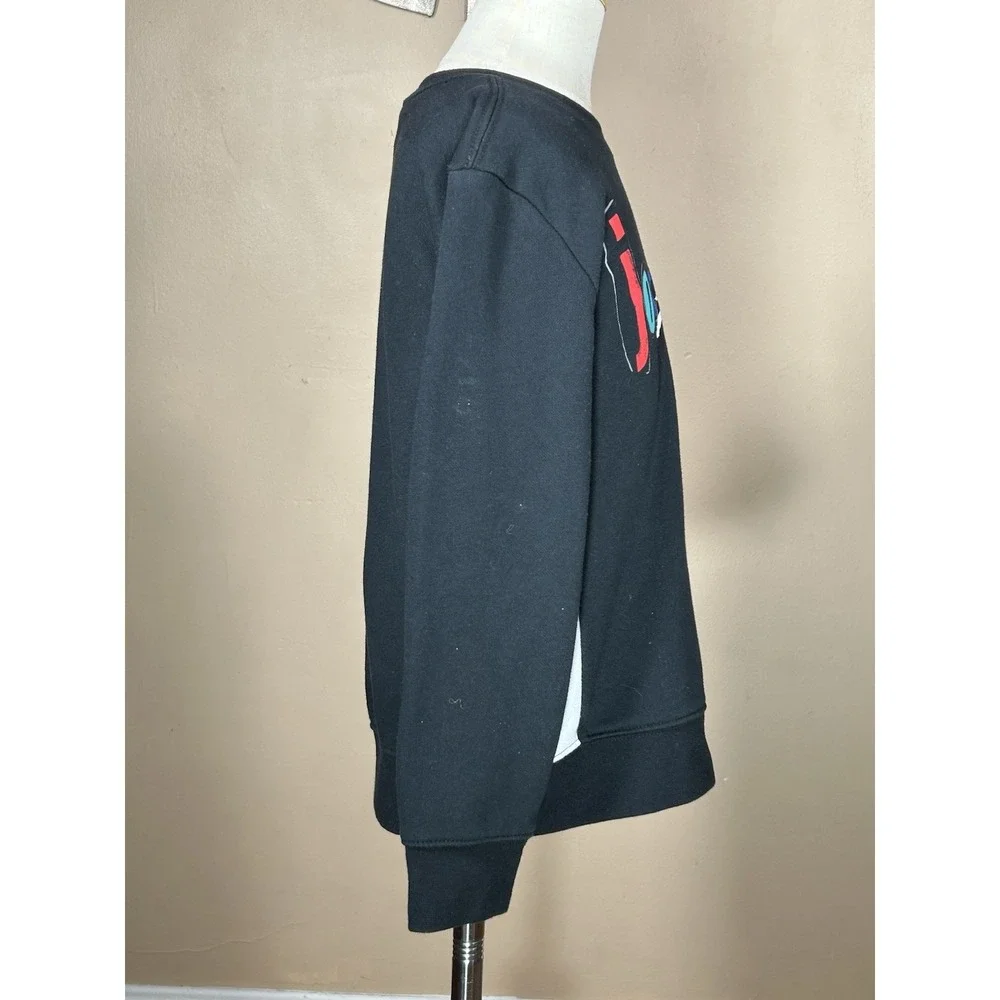 Air Jordan Sweatshirt Youth Large Black Pullover JumpMan Block Logo Boys 6-7 Yrs